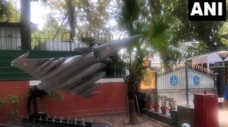 Replica of Rafale located at residence of the Air Chief Marshal numbered 23, is right in front of Congress Headquarters, number 24, on Akbar Road in the national capital. (Photo: ANI) Replica of Rafale located at residence of the Air Chief Marshal numbered 23, is right in front of Congress Headquarters, number 24, on Akbar Road in the national capital. (Photo: ANI)