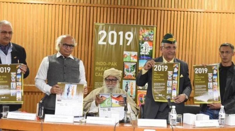 'Peace Calender' was released to send out a message of peace amid strain in bilateral ties.(Photo:Twitter @sudheenkulkarni)) 'Peace Calender' was released to send out a message of peace amid strain in bilateral ties.(Photo:Twitter @sudheenkulkarni))