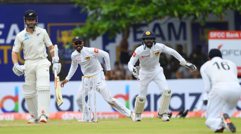 Akila Dananjaya, who was bowling with a remodelled action after his mystery spin was reported to be suspect last year, returned figures of 3-28 in 11.2 overs. Kane Williamson walks back after being dismissed by Akila Dananjaya. (Photo:AFP) Akila Dananjaya, who was bowling with a remodelled action after his mystery spin was reported to be suspect last year, returned figures of 3-28 in 11.2 overs. Kane Williamson walks back after being dismissed by Akila Dananjaya. (Photo:AFP)