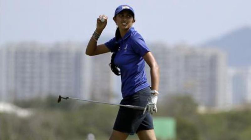 Aditi held her nerve to secure her 13th birdie of the tournament on the par-5 18th to make history. (Photo: AP) Aditi held her nerve to secure her 13th birdie of the tournament on the par-5 18th to make history. (Photo: AP)