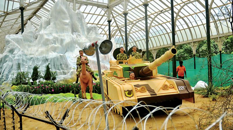 Preparations for Independence Day flower show are underway at Lalbagh in Bengaluru (Image: DC) Preparations for Independence Day flower show are underway at Lalbagh in Bengaluru (Image: DC)