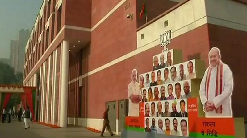Narendra Modi inaugurates new BJP headquarters in Delhi Narendra Modi inaugurates new BJP headquarters in Delhi