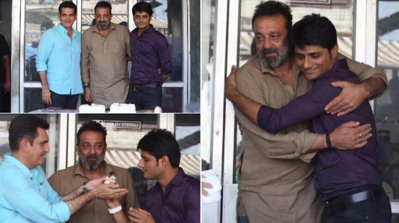 Sanjay Dutt with his 'Bhoomi' team on the last day of the shoot on set. Sanjay Dutt with his 'Bhoomi' team on the last day of the shoot on set.