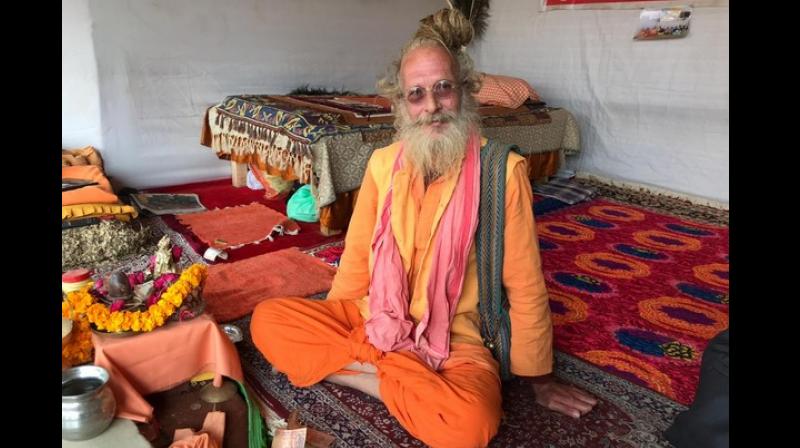The latest attraction at Kumbh Mela, Australian ascetic-Sharabhang Giri. (Photo: ANI) The latest attraction at Kumbh Mela, Australian ascetic-Sharabhang Giri. (Photo: ANI)