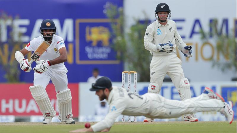 New Zealand were bowled out for 285 in their second innings on Saturday, setting Sri Lanka a tough target of 267 runs to win the first Test at Galle. (Photo: AP) New Zealand were bowled out for 285 in their second innings on Saturday, setting Sri Lanka a tough target of 267 runs to win the first Test at Galle. (Photo: AP)