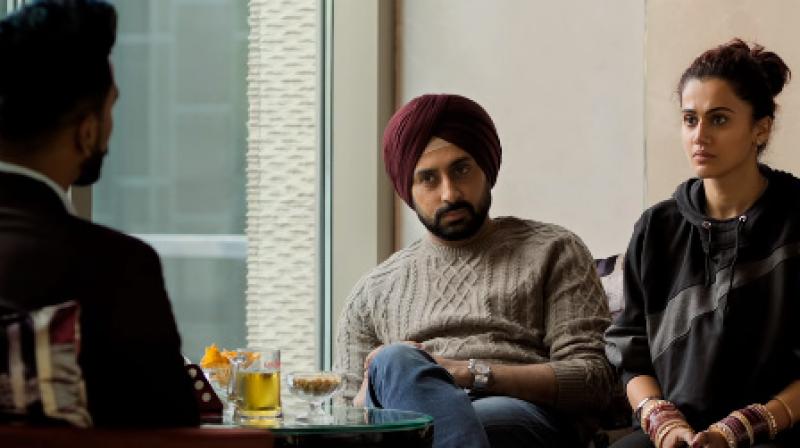 Vicky Kaushal, Abhishek Bachchan and Taapsee Pannu in ‘Manmarziyaan.’ Vicky Kaushal, Abhishek Bachchan and Taapsee Pannu in ‘Manmarziyaan.’