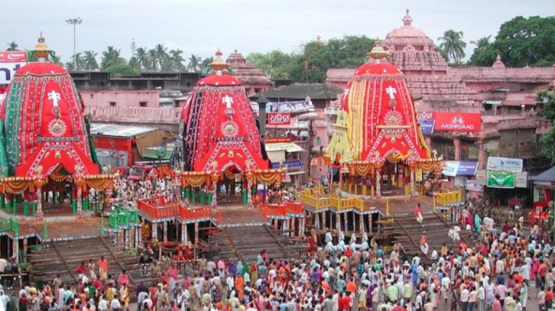 In the Rath Yatra, three chariots for the deities- Lord Balabhadra, Lord Jagannatha and Devi Subhadra are constructed every year. (Photo: ANI) In the Rath Yatra, three chariots for the deities- Lord Balabhadra, Lord Jagannatha and Devi Subhadra are constructed every year. (Photo: ANI)