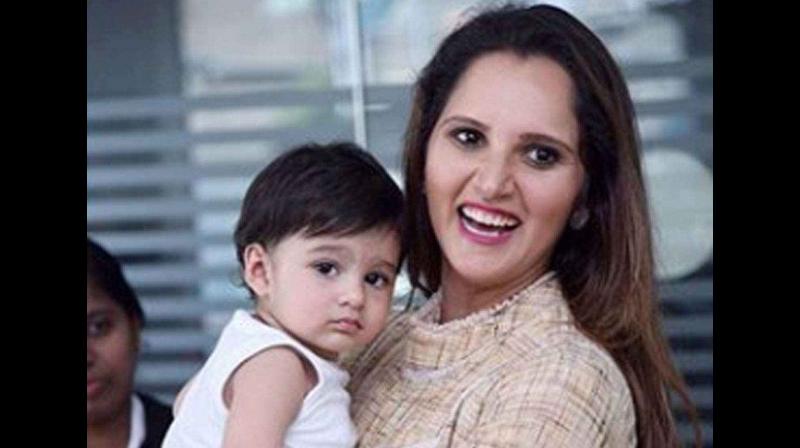 Sania Mirza along with her two-year-son Izhaan Mirza Malik in this photo