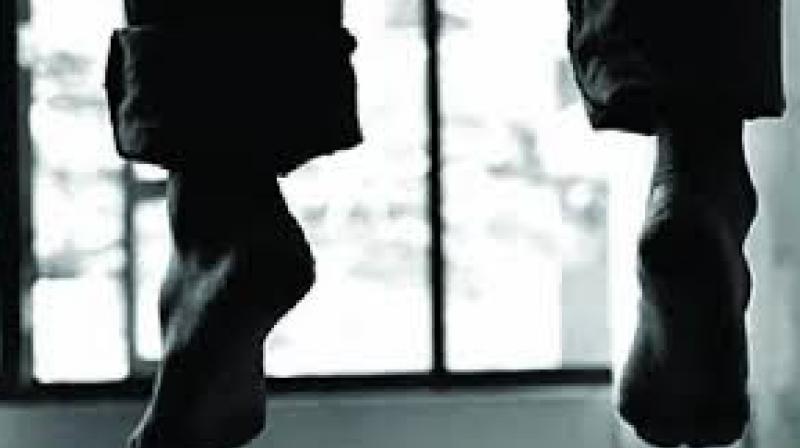 When the police team broke open the door, the techie was found hanging from the ceiling. When the police team broke open the door, the techie was found hanging from the ceiling.
