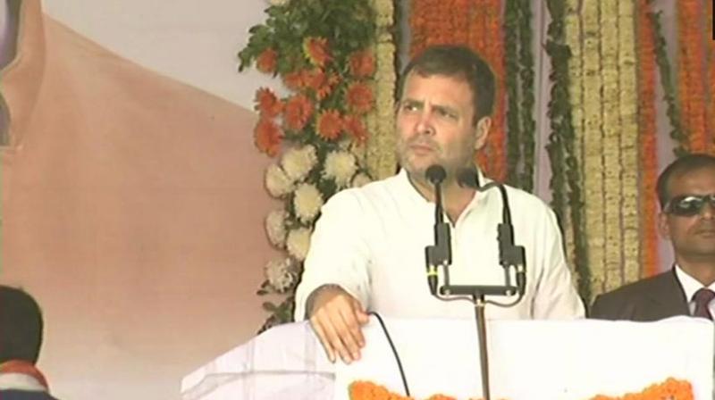 Gandhi was speaking at a convention of tribals here in Chhattisgarh. (Photo: ANI |Twitter) Gandhi was speaking at a convention of tribals here in Chhattisgarh. (Photo: ANI |Twitter)