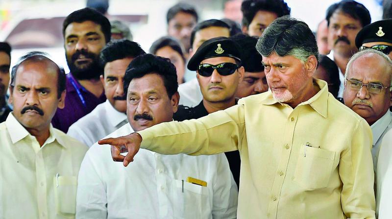 Andhra Pradesh CM N. Chandrababu Naidu leaves after meeting with Election Commission of India in New Delhi on Saturday. (PTI) Andhra Pradesh CM N. Chandrababu Naidu leaves after meeting with Election Commission of India in New Delhi on Saturday. (PTI)