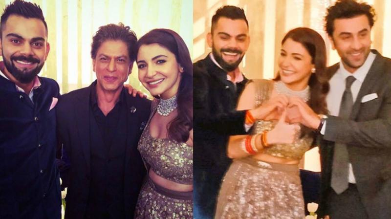 Virat Kohli and Anushka Sharma at their wedding reception with Shah Rukh Khan, Ranbir Kapoor. Virat Kohli and Anushka Sharma at their wedding reception with Shah Rukh Khan, Ranbir Kapoor.