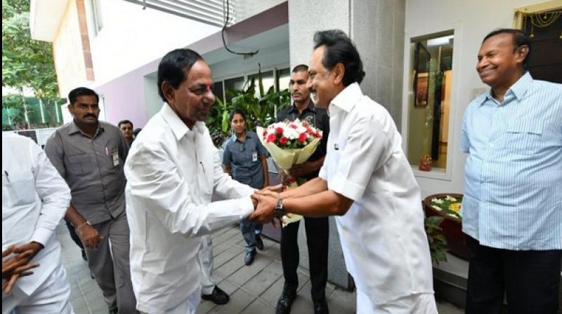 The two leaders reportedly held discussions on emerging political developments amid speculation over a hung Parliament and possibilities of forming a non-BJP, non-Congress federal front. (Photo: ANI) The two leaders reportedly held discussions on emerging political developments amid speculation over a hung Parliament and possibilities of forming a non-BJP, non-Congress federal front. (Photo: ANI)