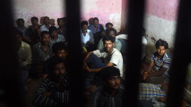 According to the GFA, 415 Indian fishermen are in Pakistani jails at present for allegedly crossing the international maritime border illegally. (Photo: AFP | Representational) According to the GFA, 415 Indian fishermen are in Pakistani jails at present for allegedly crossing the international maritime border illegally. (Photo: AFP | Representational)