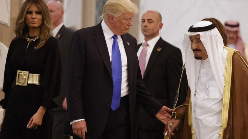 'We protect Saudi Arabia. Would you say they're rich. And I love the King, King Salman. But I said 'King - we're protecting you - you might not be there for two weeks without us - you have to pay for your military,' Trump said to cheers at a rally in Southaven, Mississippi. (Photo: AP) 'We protect Saudi Arabia. Would you say they're rich. And I love the King, King Salman. But I said 'King - we're protecting you - you might not be there for two weeks without us - you have to pay for your military,' Trump said to cheers at a rally in Southaven, Mississippi. (Photo: AP)