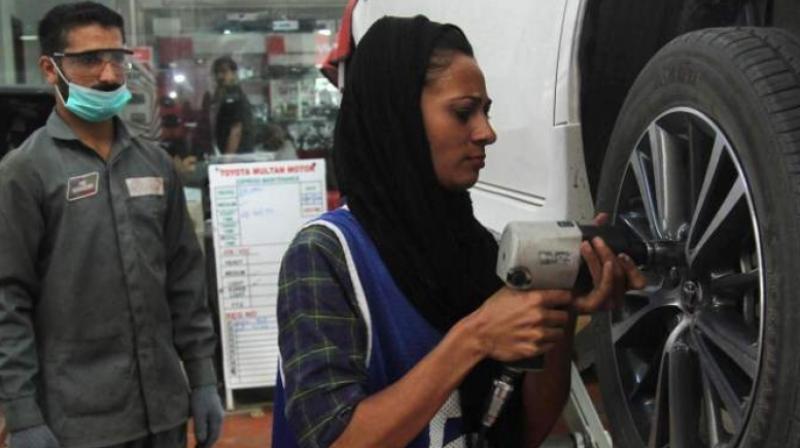 The 24-year-old spent years overcoming entrenched gender stereotypes and financial hurdles en route to earning a mechanical engineering degree and netting a job with an auto repairs garage in the eastern city of Multan. (Photo: AFP) The 24-year-old spent years overcoming entrenched gender stereotypes and financial hurdles en route to earning a mechanical engineering degree and netting a job with an auto repairs garage in the eastern city of Multan. (Photo: AFP)