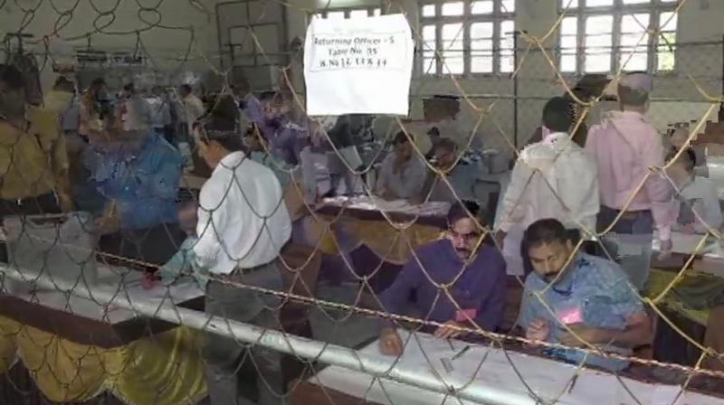 The counting of votes in the winter capital started at a government polytechnic institute at 9 am. (Photo: ANI | Twitter) The counting of votes in the winter capital started at a government polytechnic institute at 9 am. (Photo: ANI | Twitter)