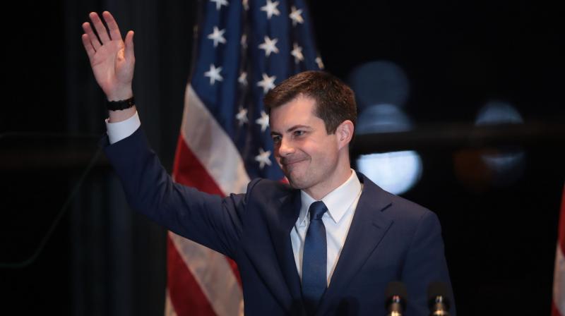 Former South Bend, Indiana Mayor Pete Buttigieg announces he is ending his campaign to be the Democratic nominee for president during a speech at the Century Center. AFP Photo
