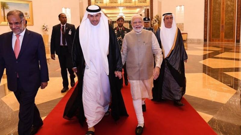 PM Modi reached UAE capital Abu Dhabi from Paris on the second leg of his three-nation tour to France, UAE and Bahrain. (Photo: Twitter/ @narendramodi) PM Modi reached UAE capital Abu Dhabi from Paris on the second leg of his three-nation tour to France, UAE and Bahrain. (Photo: Twitter/ @narendramodi)