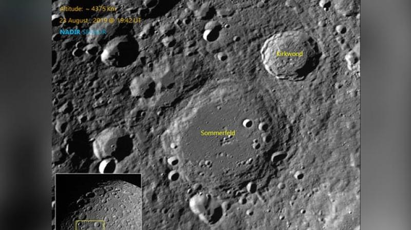 Chandrayaan-2, which is currently orbiting the Moon, has captured some more images of the lunar surface showing several craters, the Indian Space Research Organisation (ISRO) said on Monday. (Photo: isro.gov.in) Chandrayaan-2, which is currently orbiting the Moon, has captured some more images of the lunar surface showing several craters, the Indian Space Research Organisation (ISRO) said on Monday. (Photo: isro.gov.in)