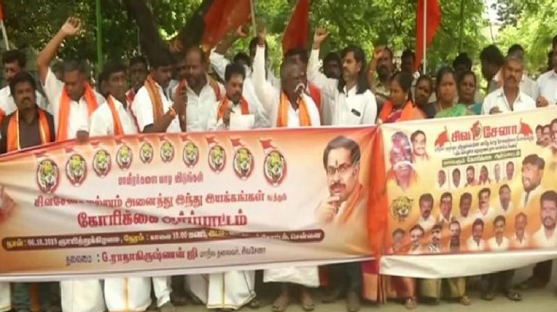 Tamil people are not opposed to Hindi and students in schools and colleges should have the option to study Hindi, said Shiv Sena's state unit chief Radhakrishnan on Sunday. (Photo: ANI) Tamil people are not opposed to Hindi and students in schools and colleges should have the option to study Hindi, said Shiv Sena's state unit chief Radhakrishnan on Sunday. (Photo: ANI)
