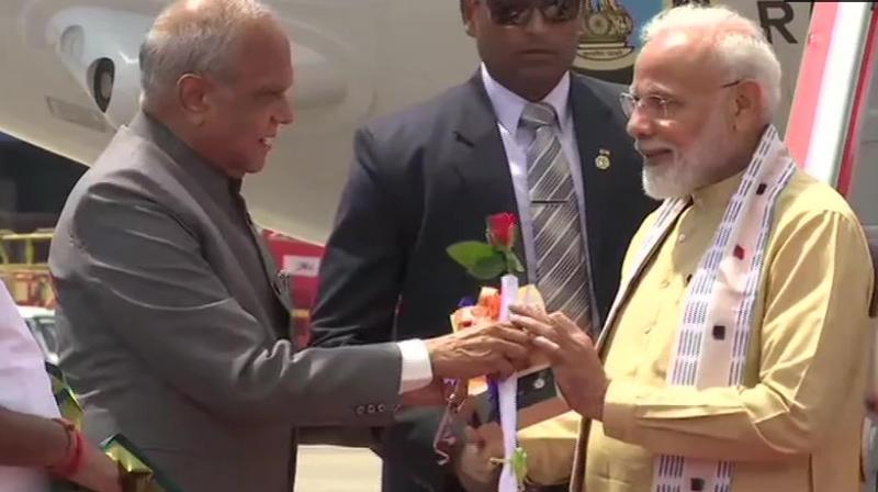 Prime Minister Narendra Modi reached Thiruvidanthai village near Kovalam town, where he was received by Tamil Nadu Minister K Pandiarajan. (Photo: Twitter/ ANI) Prime Minister Narendra Modi reached Thiruvidanthai village near Kovalam town, where he was received by Tamil Nadu Minister K Pandiarajan. (Photo: Twitter/ ANI)