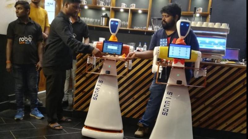 Robo Chef, a first of its kind restaurant in the city has two robots that interact with customers and serve food. (Photo: ANI) Robo Chef, a first of its kind restaurant in the city has two robots that interact with customers and serve food. (Photo: ANI)