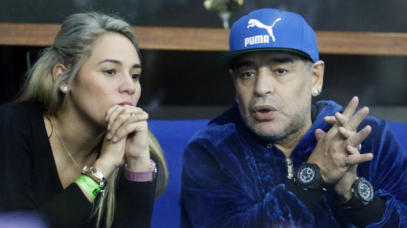 Police officers were dispatched after a call from the Madrid hotel, but found no evidence of any serious disturbance after talking to Diego Maradona and his girlfriend, Rocio Oliva. (Photo: AP) Police officers were dispatched after a call from the Madrid hotel, but found no evidence of any serious disturbance after talking to Diego Maradona and his girlfriend, Rocio Oliva. (Photo: AP)