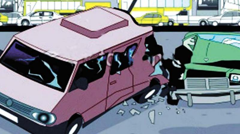 The force with which the out-of-control truck rammed into the cars waiting at the toll gate was so much that it damaged the toll booth as well.(Representional Image) The force with which the out-of-control truck rammed into the cars waiting at the toll gate was so much that it damaged the toll booth as well.(Representional Image)