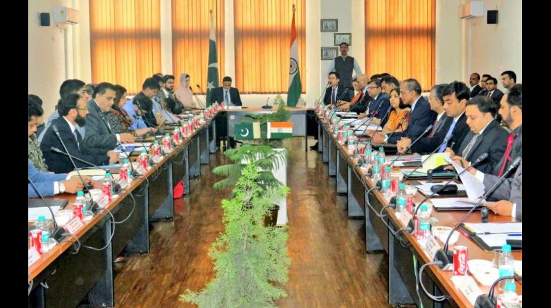 A meeting between officials of India and Pakistan to finalise the modalities for setting up of a corridor linking the Gurdwara Darbar Sahib in the Pakistani town of Kartarpur with Gurdaspur district in Punjab commenced, officials said. (Photo: Twitter/ ANI) A meeting between officials of India and Pakistan to finalise the modalities for setting up of a corridor linking the Gurdwara Darbar Sahib in the Pakistani town of Kartarpur with Gurdaspur district in Punjab commenced, officials said. (Photo: Twitter/ ANI)