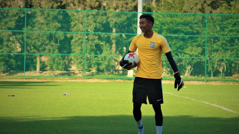 Dheeraj was also a member of the Indian team that won the U-16 SAFF Championships in Kathmandu in 2013. (Photo: Twitter) Dheeraj was also a member of the Indian team that won the U-16 SAFF Championships in Kathmandu in 2013. (Photo: Twitter)