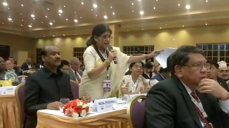 Rupa Ganguly, member of Indian Parliamentary Delegation attending the ongoing General Assembly of 64th Commonwealth Parliamentary Conference in Kampala, Uganda opposed Pakistani propaganda on Kashmir issue, raised by Pak Parliamentary Delegation attending the conference. (Photo: ANI) Rupa Ganguly, member of Indian Parliamentary Delegation attending the ongoing General Assembly of 64th Commonwealth Parliamentary Conference in Kampala, Uganda opposed Pakistani propaganda on Kashmir issue, raised by Pak Parliamentary Delegation attending the conference. (Photo: ANI)