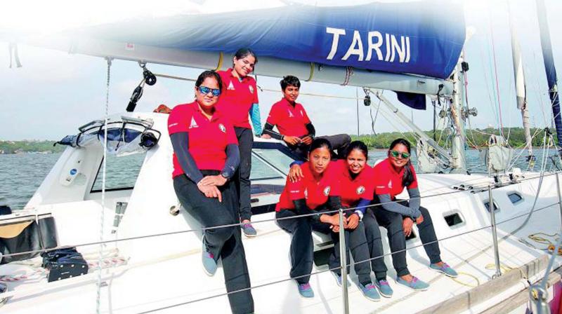 The six-member Navika Sagar Parikrama, during their 254-day expedition. The six-member Navika Sagar Parikrama, during their 254-day expedition.