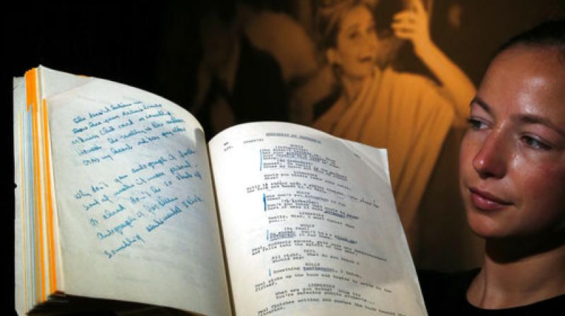 A script for the film 'Breakfast at Tiffany's' owned by the iconic actress Audrey Hepburn is displayed at Christie's auction house in London, Friday, Sept. 22, 2017. (Photo: AP) A script for the film 'Breakfast at Tiffany's' owned by the iconic actress Audrey Hepburn is displayed at Christie's auction house in London, Friday, Sept. 22, 2017. (Photo: AP)