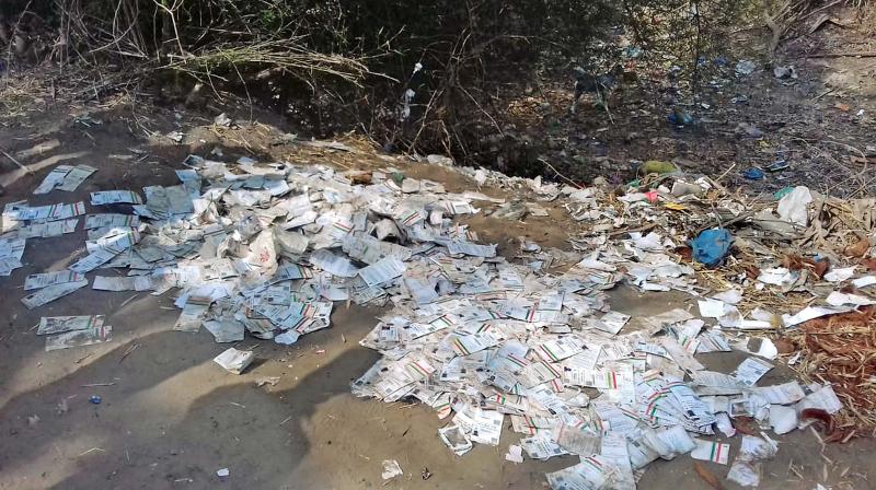 Preliminary inquiries established that the concerned revenue officials had sent the cards to the Postal Department for distribution. It was alleged that instead of delivering the cards, postal department employees threw them into river Mulliyaru. The police are investigating. Several attempts to reach concerned officials at the postal department went unanswered. Preliminary inquiries established that the concerned revenue officials had sent the cards to the Postal Department for distribution. It was alleged that instead of delivering the cards, postal department employees threw them into river Mulliyaru. The police are investigating. Several attempts to reach concerned officials at the postal department went unanswered.