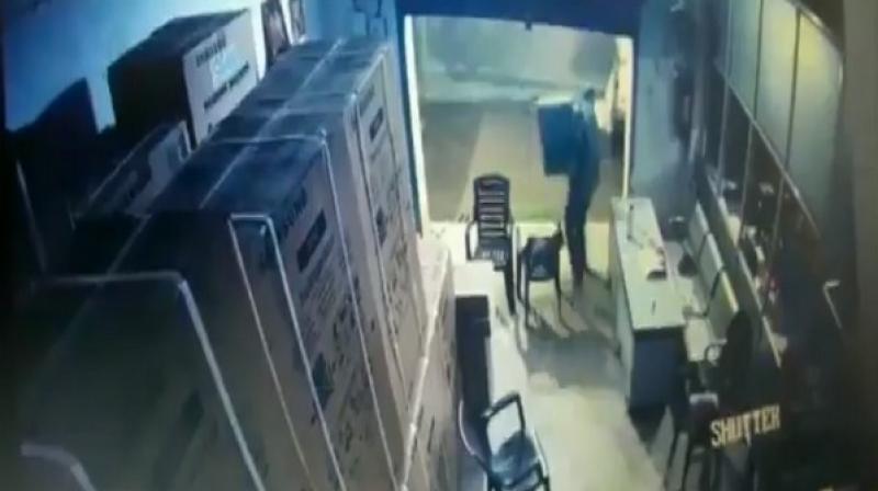 The incident took place on Sunday night and was captured on CCTV cameras installed in the premises. (ANI) The incident took place on Sunday night and was captured on CCTV cameras installed in the premises. (ANI)