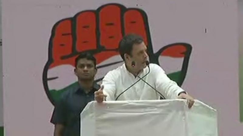 Congress president Rahul Gandhi in Raipur on Thursday. (Photo: ANI/Twitter) Congress president Rahul Gandhi in Raipur on Thursday. (Photo: ANI/Twitter)