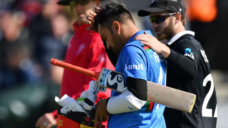 Rashid underwent a concussion test and thereafter it was decided that he would not take the field for the remainder of the game. (Photo: AFP) Rashid underwent a concussion test and thereafter it was decided that he would not take the field for the remainder of the game. (Photo: AFP)