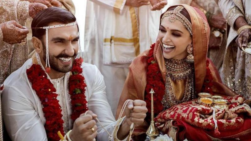 Deepika Padukone and Ranveer Singh at their wedding, which was a trend as #DeepVeerWedding Deepika Padukone and Ranveer Singh at their wedding, which was a trend as #DeepVeerWedding