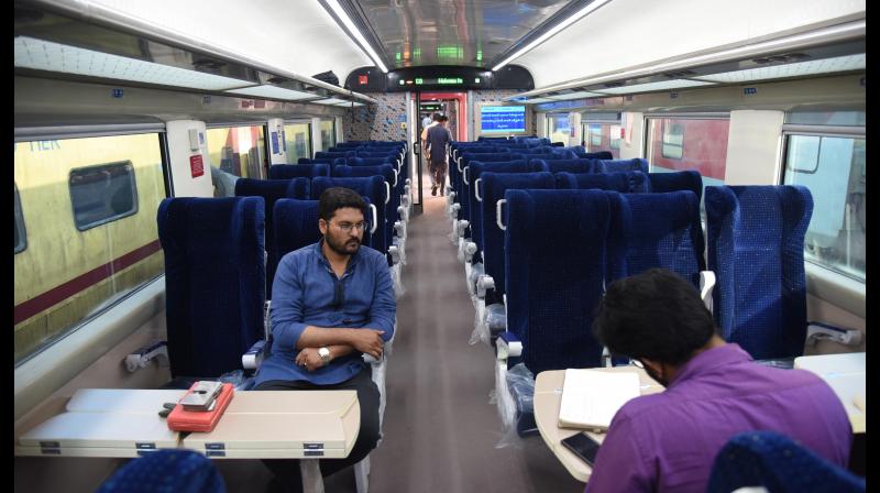 The train eased into the coach maintenance shed of Secunderabad railway station amid tight security. (DC Photo)