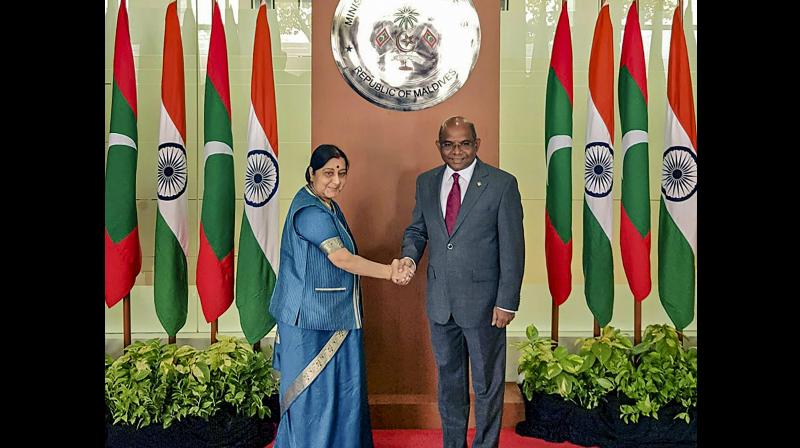 Swaraj will also call on President Solih on Monday. (Photo:AP) Swaraj will also call on President Solih on Monday. (Photo:AP)