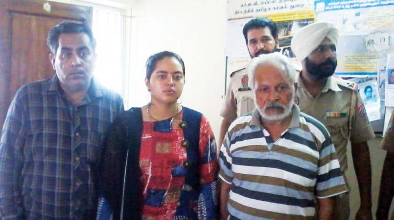 (Right) Jai Kishan(65) and Mahak(20). On the left is Mahak’s father in Rameswaram. —DC (Right) Jai Kishan(65) and Mahak(20). On the left is Mahak’s father in Rameswaram. —DC