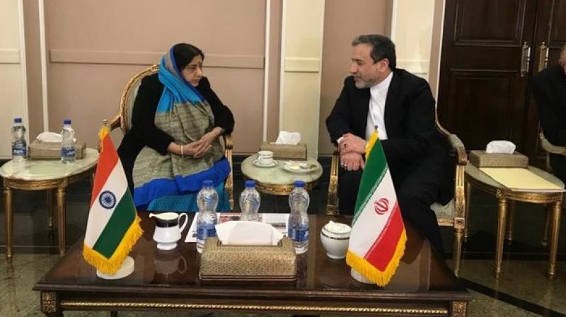 Swaraj enroute to Bulgaria, as part of her three-nation tour, had a brief stopover in Iran during which she met with Aragchchi. (Photo:ANI) Swaraj enroute to Bulgaria, as part of her three-nation tour, had a brief stopover in Iran during which she met with Aragchchi. (Photo:ANI)