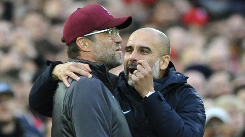 A potential 13 more games lie between Pep Guardiola's men and a clean sweep of FA Cup, Premier League and Champions League to add to the League Cup they lifted in February. (Photo: AP) A potential 13 more games lie between Pep Guardiola's men and a clean sweep of FA Cup, Premier League and Champions League to add to the League Cup they lifted in February. (Photo: AP)