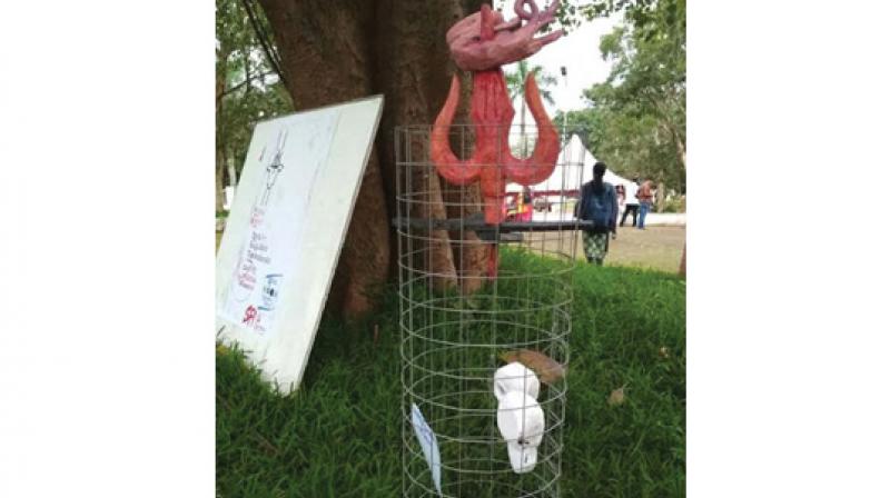 Art installation at CU campus in protest against growth of fascism in country. (Photo: DC) Art installation at CU campus in protest against growth of fascism in country. (Photo: DC)