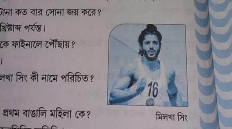 Farhan Akhtar, who essayed role of Milkha Singh in the 2013 biopic 'Bhaag Milkha Bhaag', took to Twitter to point out that a still from the film had been incorrectly used in the book instead of the athlete's photo. (Photo: Twitter | @Lyfeghosh) Farhan Akhtar, who essayed role of Milkha Singh in the 2013 biopic 'Bhaag Milkha Bhaag', took to Twitter to point out that a still from the film had been incorrectly used in the book instead of the athlete's photo. (Photo: Twitter | @Lyfeghosh)