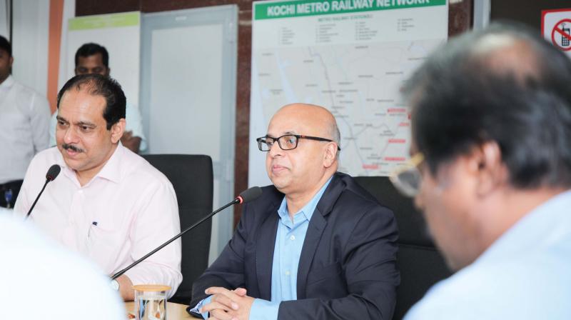 Chief secretary Tom Jose conducts a review meeting of the Kochi Metro in Kochi on Monday. Chief secretary Tom Jose conducts a review meeting of the Kochi Metro in Kochi on Monday.