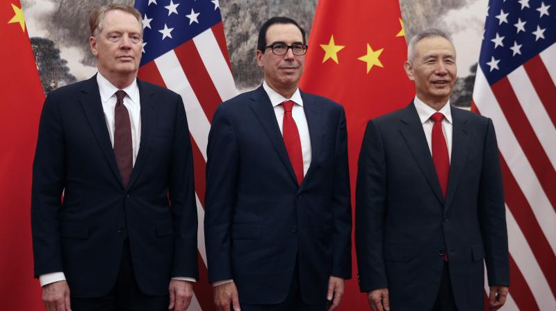 Mnuchin, along with US Trade Representative Robert Lighthizer, held a day of discussions, before Chinese Vice Premier Liu He. (Photo:AP) Mnuchin, along with US Trade Representative Robert Lighthizer, held a day of discussions, before Chinese Vice Premier Liu He. (Photo:AP)