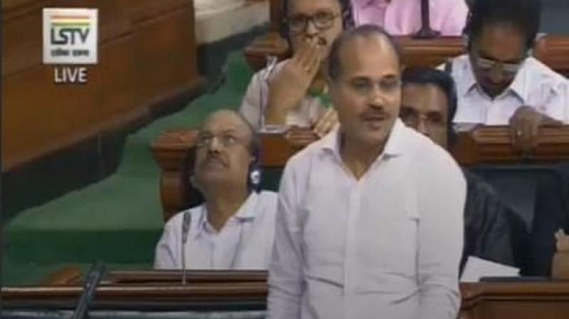 Speaking in the Lok Sabha on the Motion of Thanks to the President's Address, Chowdhury launched a scathing attack on the government and Prime Minister Modi, with the Chair ordering expunging of some of his comments, considered unparliamentary. (Photo: ANI) Speaking in the Lok Sabha on the Motion of Thanks to the President's Address, Chowdhury launched a scathing attack on the government and Prime Minister Modi, with the Chair ordering expunging of some of his comments, considered unparliamentary. (Photo: ANI)