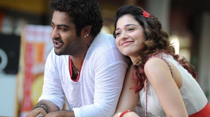 Tamannaah and Junior NTR. Tamannaah and Junior NTR.